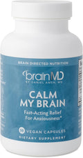 BRAINMD Dr Amen Calm My Brain - 90 Vegan Capsules - Fast-Acting Formula with Magnesium Ashwagandha &amp L-Theanine - 30 Servings