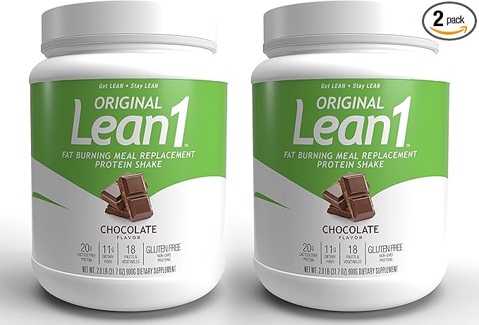 Lean1 Meal Replacement Protein Shake Chocolate Flavor 2-PACK of 15 Serving Tubs
