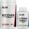 BARE PERFORMANCE NUTRITION BPN Recover Post-Workout Muscle Recovery Drink Mix – Fruit Punch 25 Servings + Strong Omega Fish Oil Soft Gel 30 Servings | Recovery + Heart &amp Brain Health Bundle