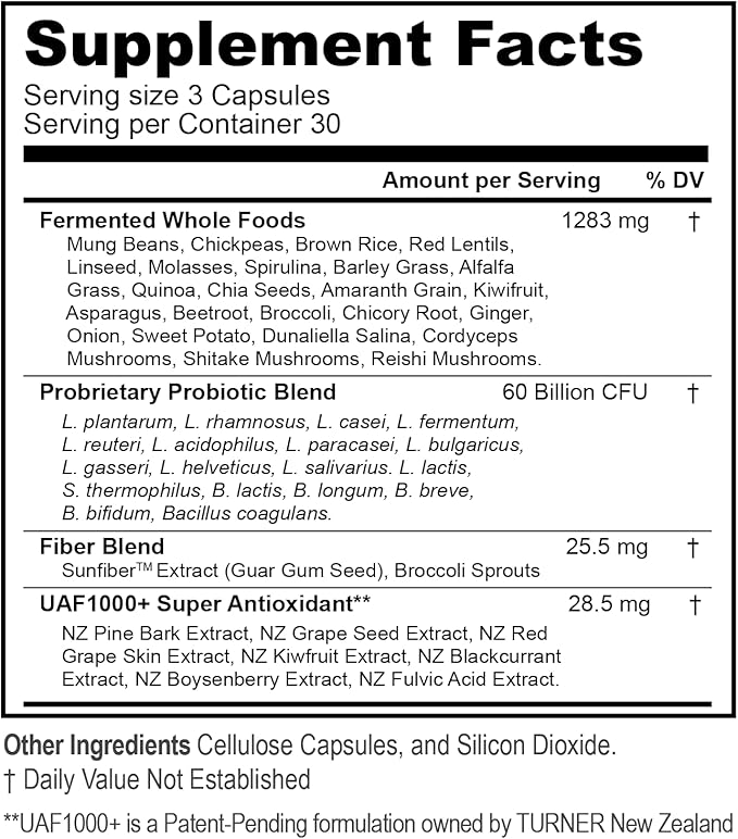 TURNER Probiotic+Prebiotic 18 Bacteria Strains 60 Billion CFU UAF1000+ Super Antioxidant 360 Capsules 4 Bottles