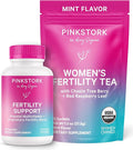 Pink Stork Fertility Bundle for Women – Conception Tea + Prenatal Vitamin Support with Inositol Vitex Folate &amp Ashwagandha – Supports Hormone Balance Cycle Health &amp Preconception Wellness
