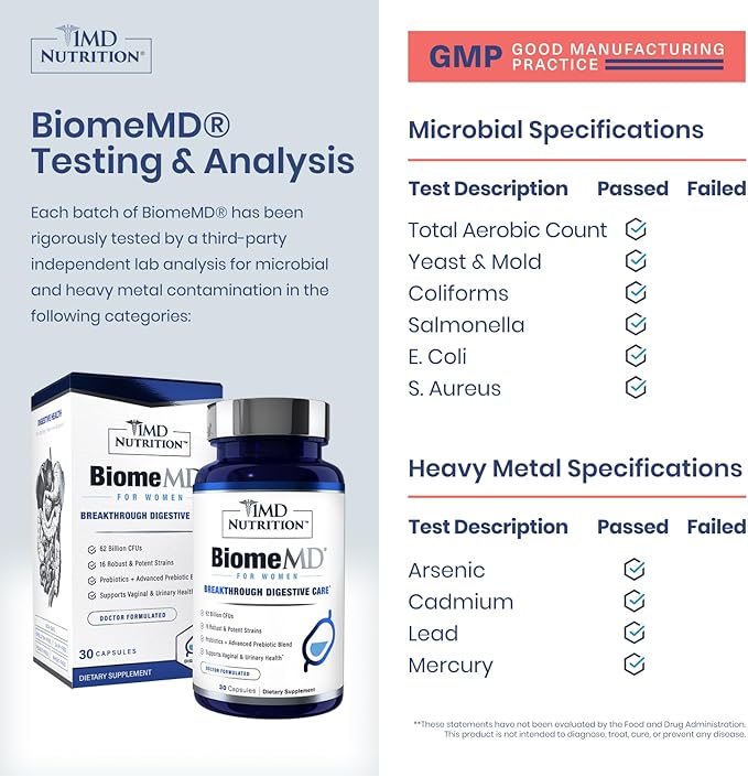 1MD Nutrition BiomeMD Probiotics | 62 Billion CFUs 15 Comprehensive Strains - Pro &amp Prebiotics | Doctor-Formulated for Digestive Health &amp Immune Support | 30 Capsules