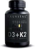 D3 &amp K2 Vitamin Supplement Vegan D3 1000 IU &amp K2 MK7 120 mcg for Bone Heart &amp Immune Support Non-GMO Gluten-Free 60 Vegan Capsules 2 Months Supply