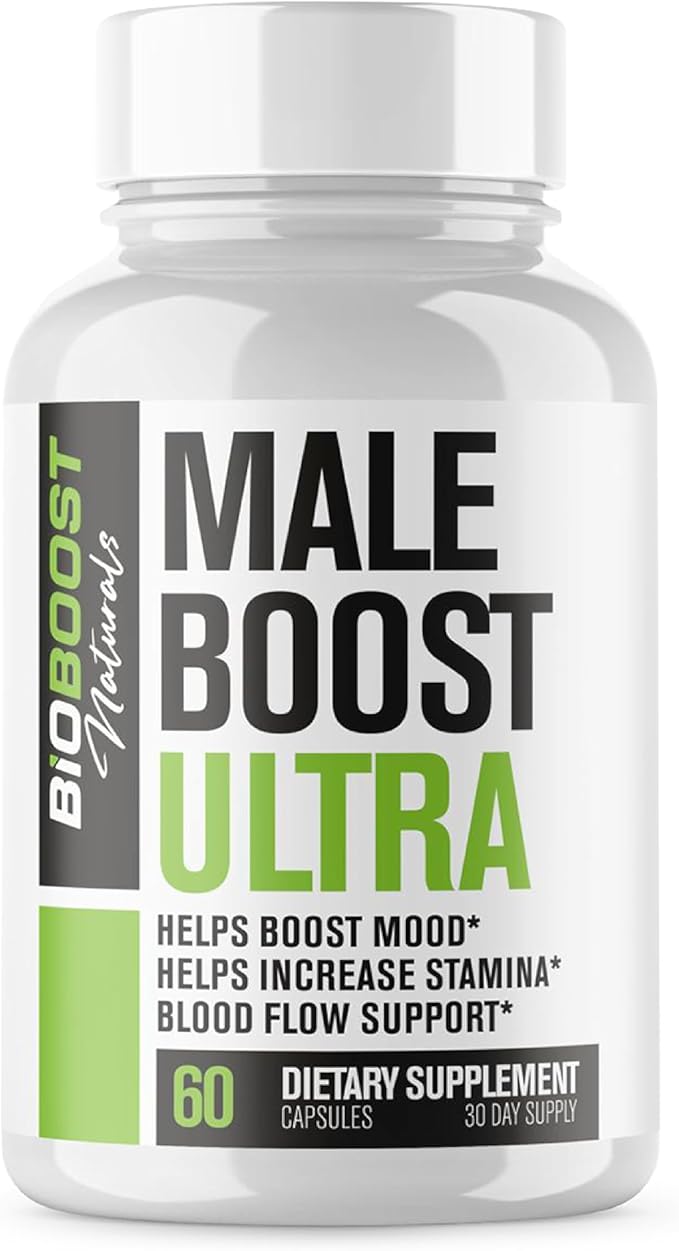 Male Boost Ultra - The Ultimate Male Supplement - Fast Acting Blood Flow Support - Gain Muscle Strength Stamina - Overall Test Level Support - HornyGoatWeed + 8 More - 60 Capsules