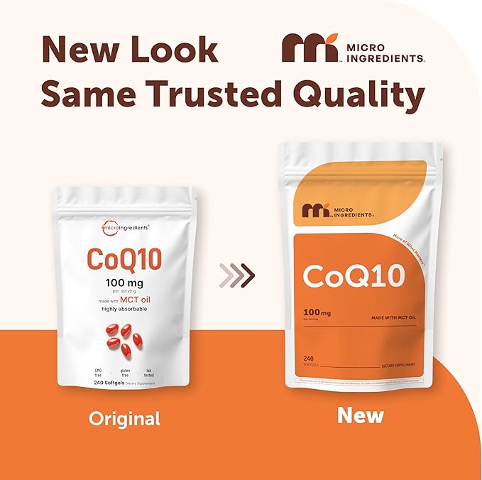 Micro Ingredients CoQ10 100mg Per Serving | 240 Softgels Made with Coconut MCT Oil | High Absorption Coenzyme Q10 as Ubiquinone | Non-GMO