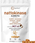 Micro Ingredients Nattokinase 240 Softgels 200mg (4000 FU) Per Serving | 7-in-1 Ultra Absorption Cardiovascular Supplement with CoQ10 Bromelain Turmeric Ginger Olive Leaf &amp White Willow Bar