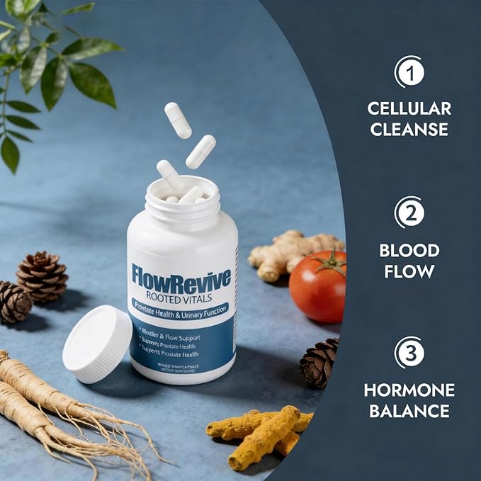 Flow Revive Prostate Support for Men - Saw Palmetto Beta-Sitosterol Pumpkin Seed Formula - 90 Capsules