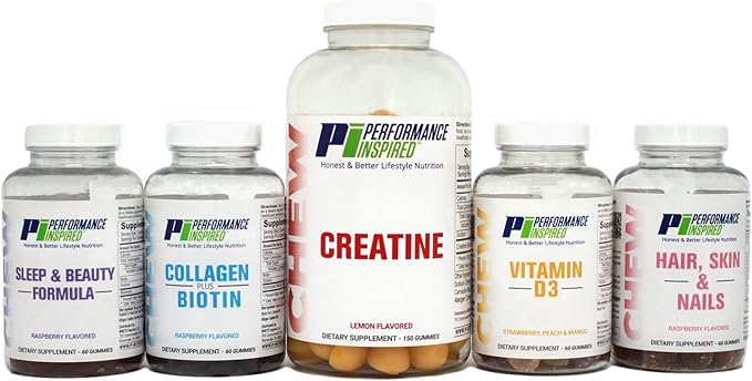 PERFORMANCE INSPIRED Creatine Gummies – 5g Creatine Monohydrate – Muscle Recovery &amp Strength Support – Lemon Flavor – 150 Count