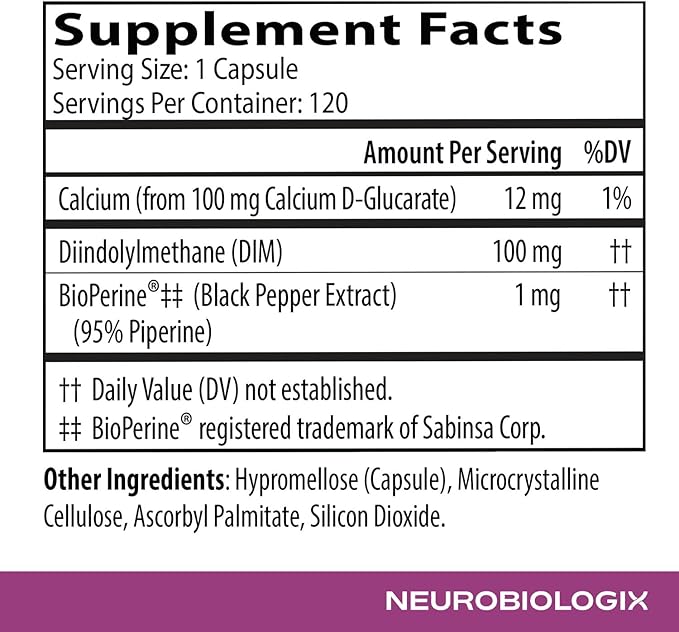 DIM Pro Hormone Support for Men &amp Women Plant Based Estrogen Metabolism &amp Detox Supplement with DIM Calcium D-Glucarate &amp BioPerine Promotes Balance Energy &amp Daily Wellness Vegetar