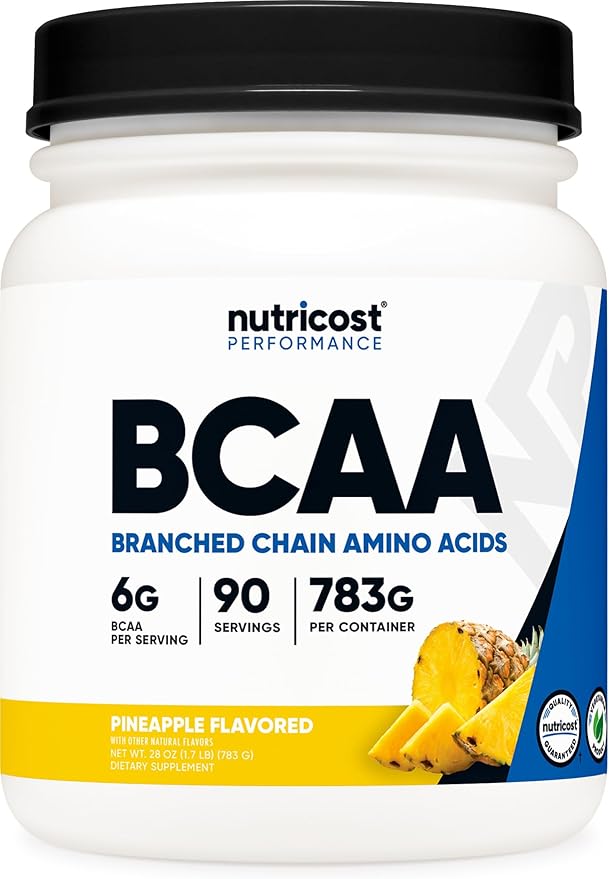 Nutricost BCAA Powder (Pineapple 90 Servings) - Optimal 2:1:1 Ratio