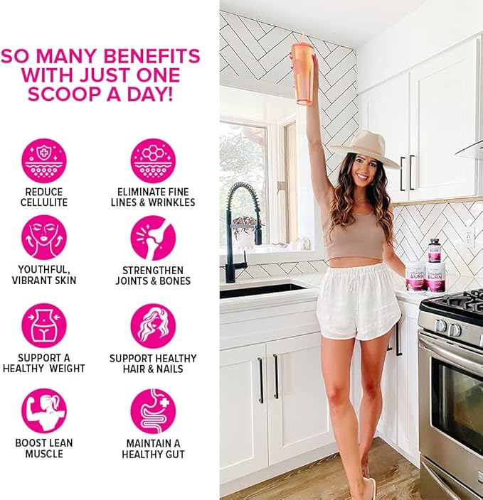 Hydrolyzed Collagen Powder for Weight Loss - Burn Ultimate Beauty Complex Multi Peptides Powder for Women with Types I II III V and X for Fat Burning Support Unflavored 30 Servings