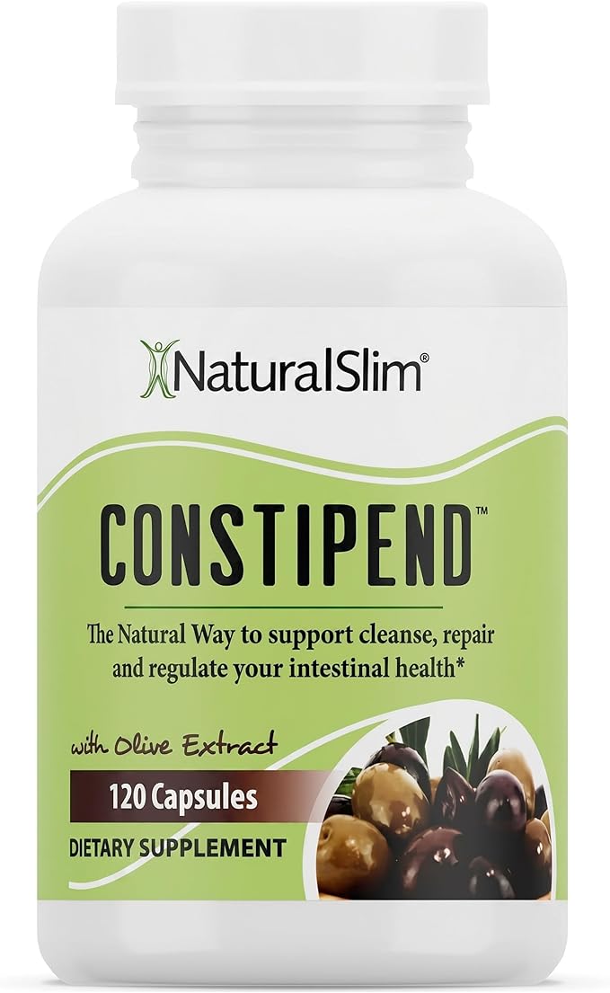 NaturalSlim Constipation Relief Stool Softeners Constipend Colon Cleanser for Women &amp Men with Magnesium Citrate Aspartate &amp Olive Extract 120 Vegetable Capsules
