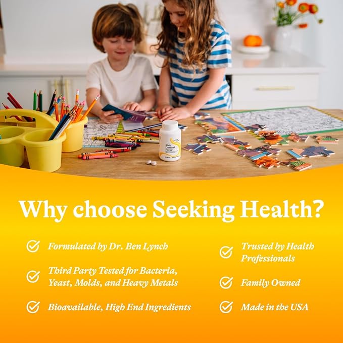 Seeking Health Kids Optimal Focus - Calming Supplement for Children - Supports Focus Healthy Mindset &amp Sleep† - 60 Chewable Tablets (30 Servings)