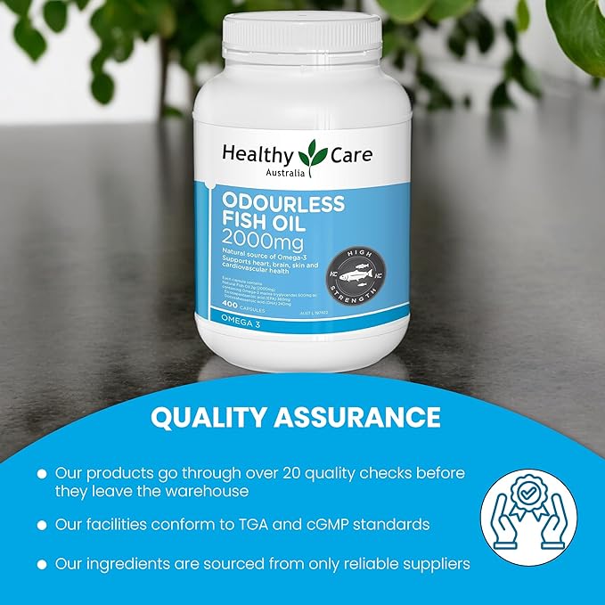 Healthy Care Odourless Fish Oil 2000mg 400 Soft Capsules