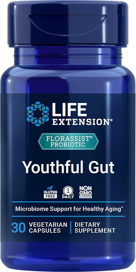 Life Extension FLORASSIST® Probiotic Youthful Gut Healthy Aging Supplement postbiotic and probiotic Blend Heart and Gut Health Non-GMO 1-Daily Gluten-Free Vegetarian 30 Capsules