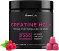 GreenLab Creatine HCL+ 2000mg Female Performance Complex – Sugar-Free Vegan Raspberry Flavor – Chewable Gummies for Women 90 Count
