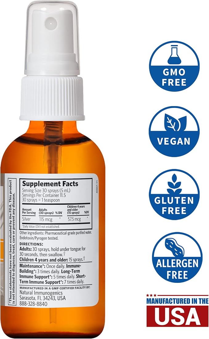 Argentyn 23 Professional Immune Support Colloidal Silver Bio-Active Silver Hydrosol 23 ppm Fine Mist Spray 2 Fl Oz