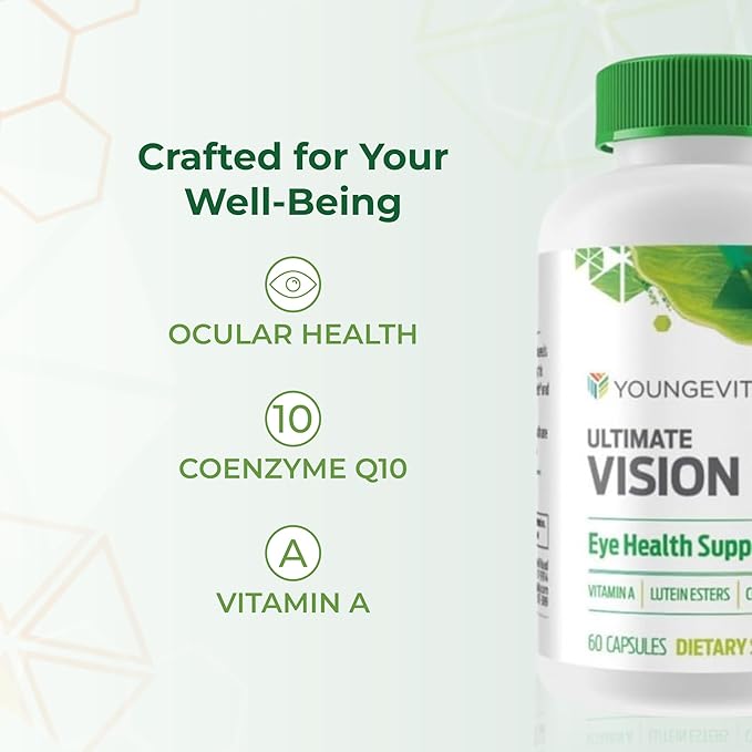 Youngevity Ultimate Vision FX™ - Eye Vitamin &amp Mineral Supplement Blend - Lutein CoQ10 Vitamins A C E Zinc Chromium Selenium for Eye Health (60 Capsules)
