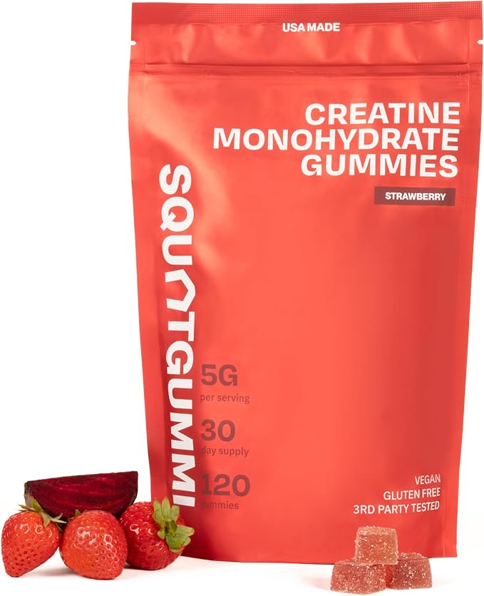 3rd Party Tested Creatine Gummies 5g per Serving Creatine Monohydrate Strength and Recovery Vegan and Gluten Free Strawberry 120 Count (30 Day Supply) Made in USA