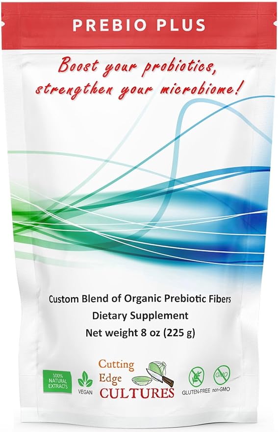 Cutting Edge Cultures Prebio Plus Prebiotic Fiber Powder Best Custom Blend of Organic Prebiotic Fibers Dietary Supplement 8 oz