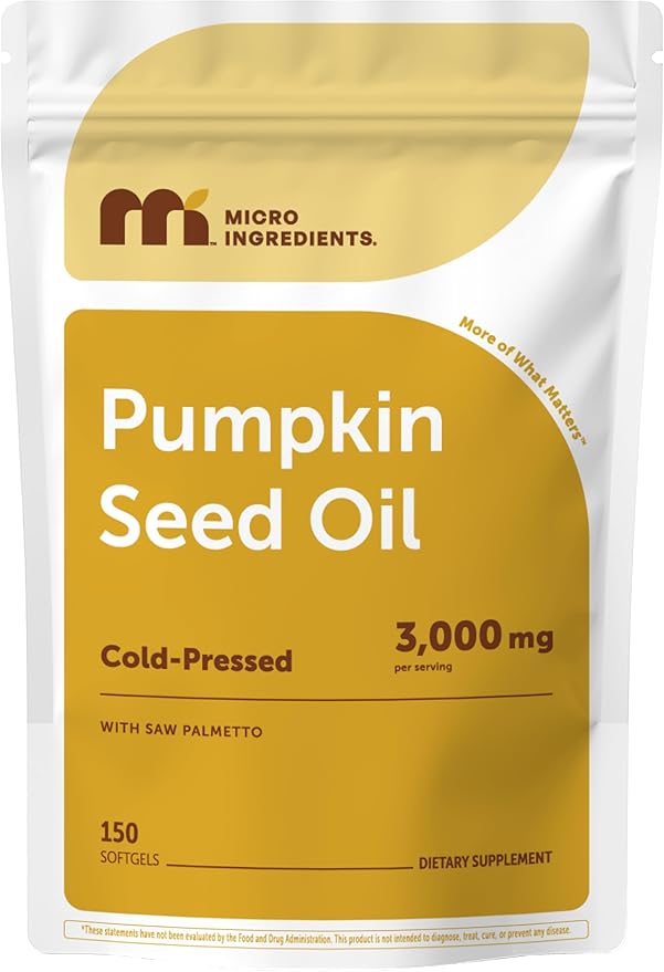 Micro Ingredients Pumpkin Seed Oil with Saw Palmetto 150 Softgels | Cold Pressed Pure Virgin Oil Essential Fatty Acids &amp Phytosterols | Natural Herbal Supplement | Non-GMO