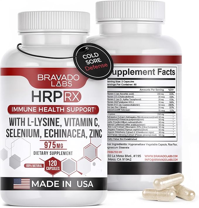 L-Lysine 250mg Capsules – Immune &amp Cold Sore Support – Vegan Non-GMO Allergen-Free 3rd-Party Tested Lisina 1000 mg Organica - Made in USA