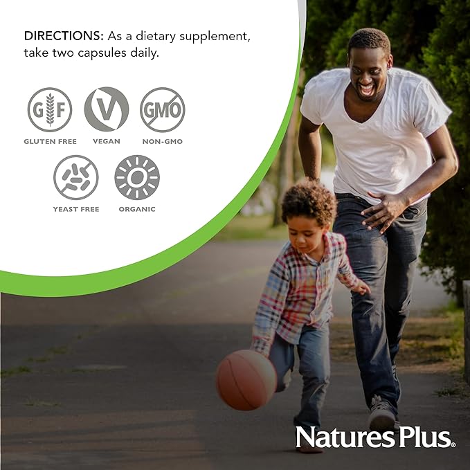 NaturesPlus Source of Life Garden B-Complex - 60 Capsules - Complete Vitamin B Supplement - USDA Organic Non-GMO Vegan Gluten Free - 30 Servings