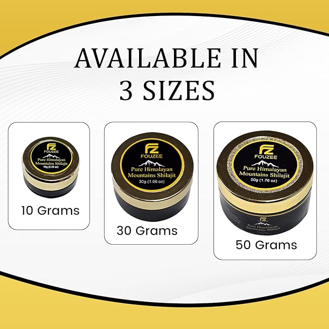 FOUZEE Pure Himalayan Mountains Shilajit - 77% + Fulvic Acid Authentic Hard Consistency Natural Source of Fulvic Acid Over 85 Trace Minerals Includes Stainless Steel Spoon (50 Grams)