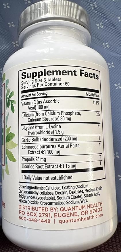 Quantum Super Lysine 180 Tabs 1 Bottle