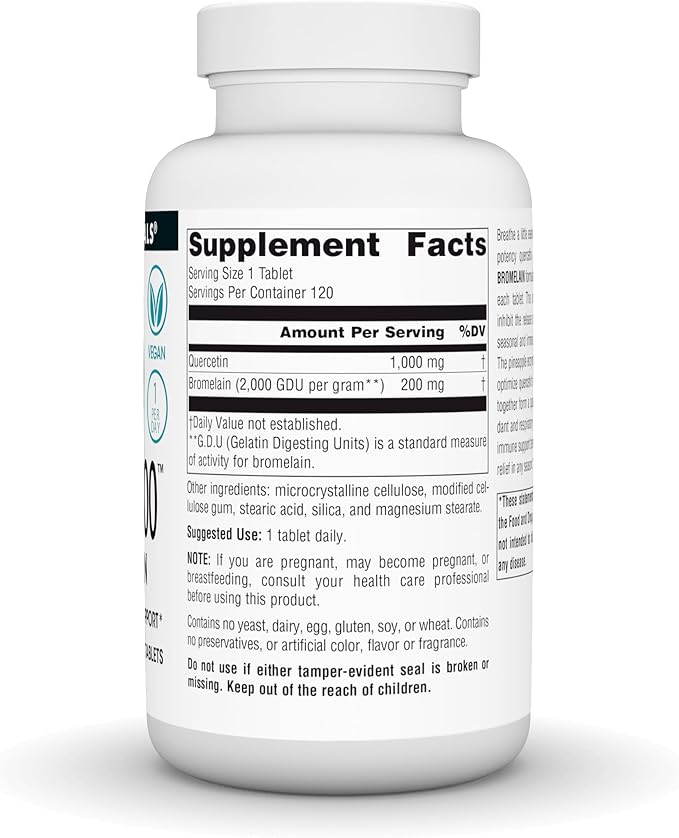 Source Naturlas Quercetin 1000 with Bromelain Respiratory and Immune Support* 1000 mg Tablets 120 Count