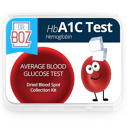 Dr. Boz - Hemoglobin A1C Home Test Kit - Blood Collection Kit with Lab Results - Blood Sugar &amp hbA1c Levels - Lancets Bandages Alcohol Wipe Envelope - Made in the USA - Diabetes Care &amp Self