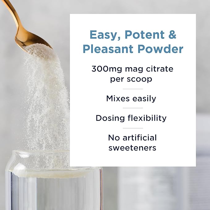 Designs for Health MagCitrate Powder - 300mg Magnesium Citrate to Support Calm Occasional Constipation + Regularity - Non-GMO Gluten Free Delicious Drink Mix Add-in Lemon Flavor (60 Servings/240g)