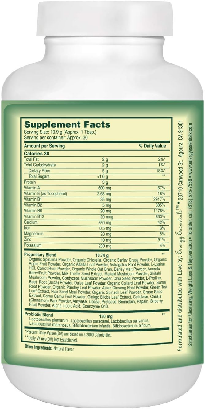 Catie's Organic Greens - Vegan Non-GMO - 45 Ingredients! Green Superfood for Optimal Health and Vitality. 30 Servings. 12 oz. Made from Whole Plant Foods!