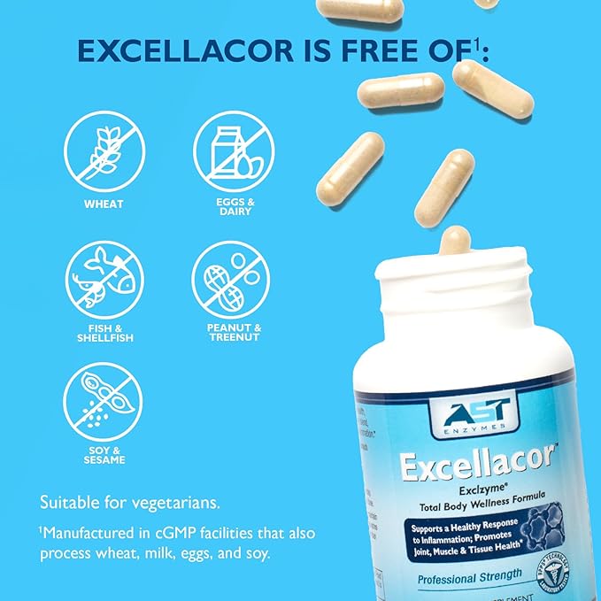 Excellacor-450 Systemic Enzyme Supplement – Acid-Resistant Serrapeptase &amp Proteolytic Enzymes – Supports Healthy Inflammation Response Joint Function &amp Circulation – 450 Vegetarian Capsules