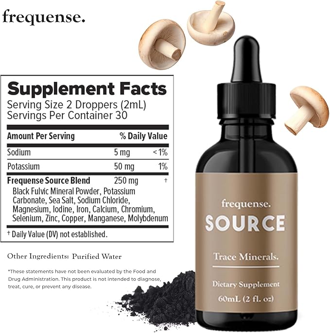 FREQUENSE - Source Trace Minerals - Fulvic Mineral Powder for Bone Health Nutrient Absorption Skin Support Gut Health &amp Electrolytes - 60 ml