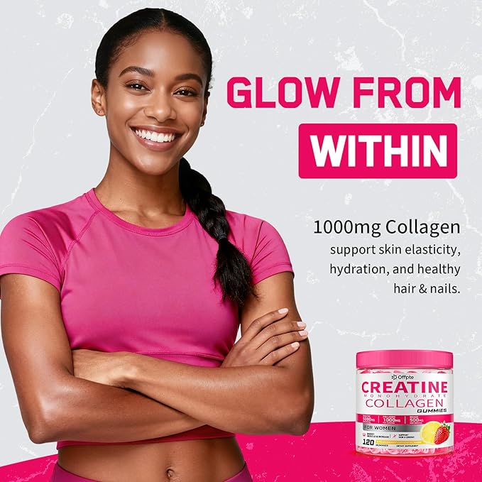 Creatine for Women 5000mg Creatina Monohidratada Gummies with Collagen &amp BCAAs for Muscle Recovery Energy &amp Skin Chewable Post-Workout Supplement Sugar-Free No Bloating 4 Gummies Per Day