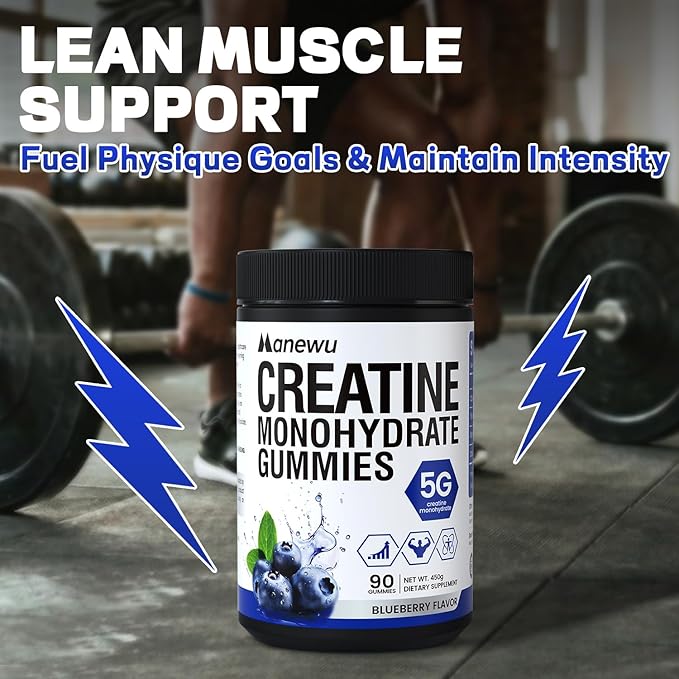 Creatine Monohydrate Gummies 5g Creatine Dose 99.9% Pure Creatine for Men &amp Women Lab Verified Sugar Free &amp Vegan Supports Muscle Strength Recovery &amp Stamina Blueberry Flavor 90 Co
