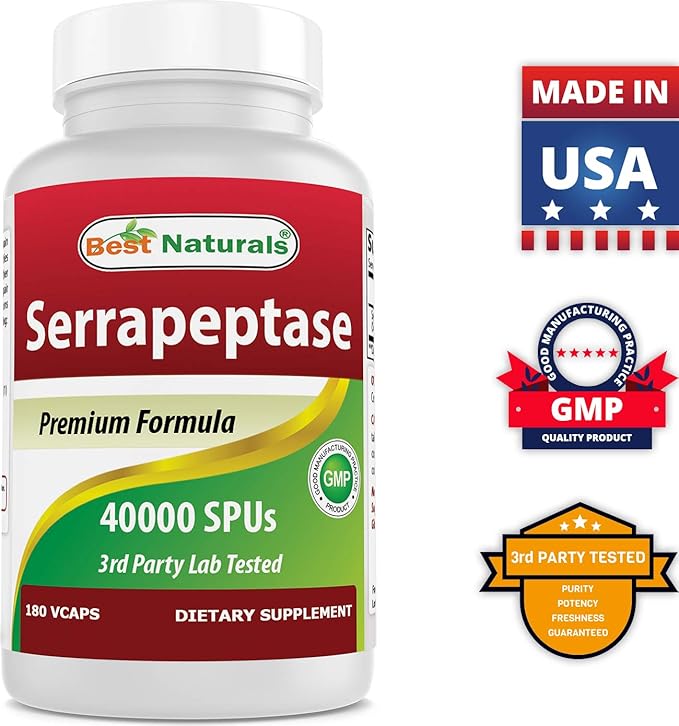 Best Naturals Serrapeptase 40000 SPUs &amp Nattokinase 100 Mg