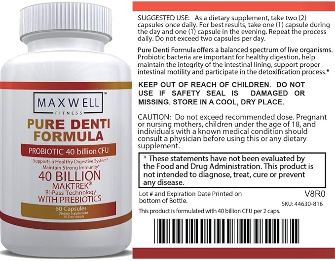 Pure Denti Pro Formula Probiotic 40 Billion CFU with Prebiotics Dental Health Bad Breathe Solution 60 Capsules 30 Day Supply (2)