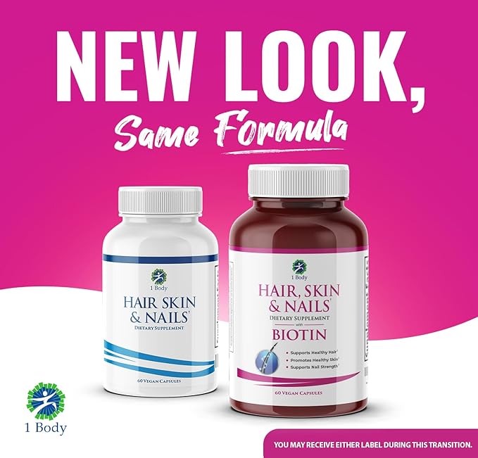 1 Body Hair Skin Nails Vitamin Complex with Biotin - Complete Formula with 26 Essential Vitamins for Men &amp Women - 3 Pack