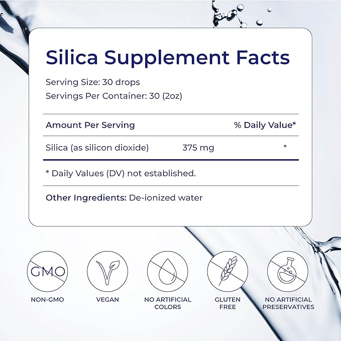 Eidon Liquid Silica Mineral Concentrate - Silica Supplement for Hair Skin and Nails Supplement Drops to Support Collagen Production &amp Hair Loss for Women &amp Men Helps Manage Calcium - 2 oz