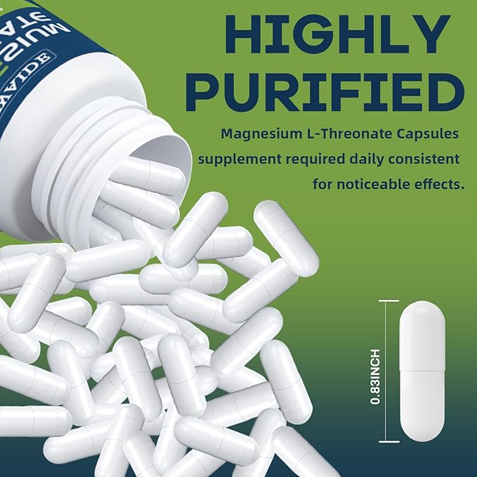 Magnesium L-Threonate Supplement 120 Capsules 2000 mg Magnesium Threonate with Vitamin C &amp D3 High Absorption Non-GMO (60 Days Supply)