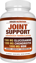 Arazo Nutrition Glucosamine Chondroitin Turmeric Msm Boswellia - Joint Support Supplement for Relief 120 Capsules for Bones Back Knees Hands (120 Capsules)
