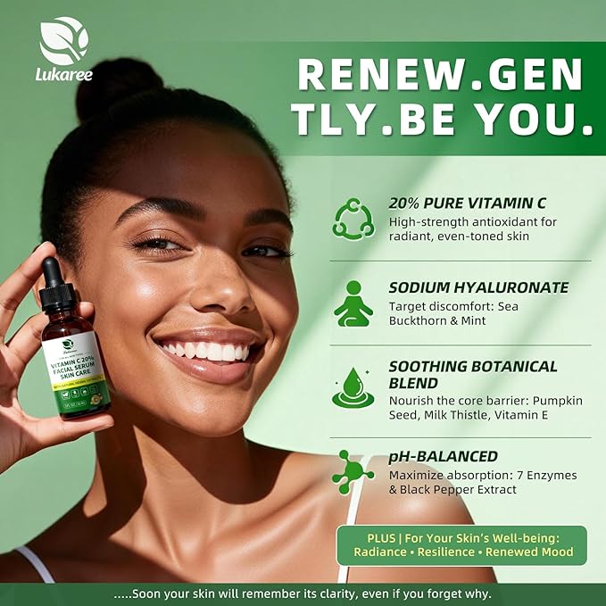 Vitamin C Serum for Face 20% Brightening Face Serum with Sodium Hyaluronate for Dark Spots &amp Fine Lines – Support Collagen &amp Skin Radiance Plus Vit C Caps for Inside-Out Support 1 Fl Oz + 6