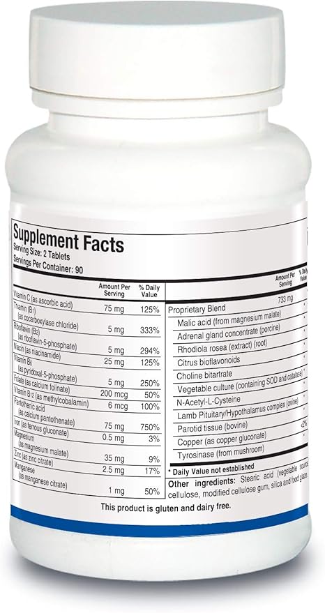 Biotics Research ADB5-Plus Support Healthy Adrenal Gland Function Support Cortisol Levels Positive Response to Stress Healthy Energy Levels 180 Tablets