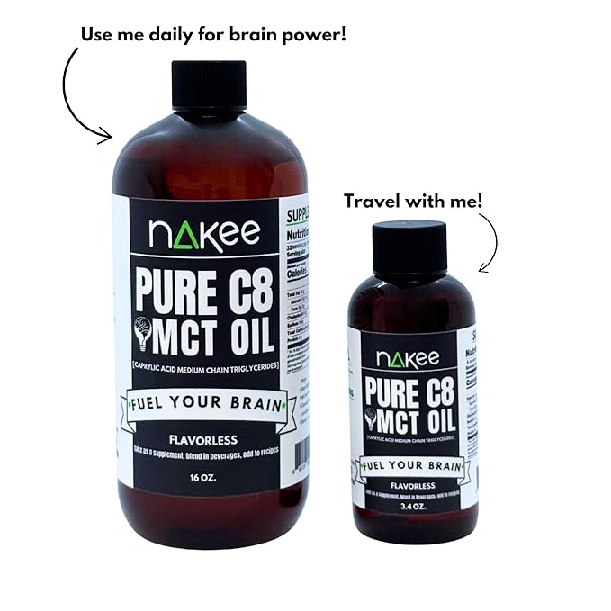 Nakee Butter Energy Support &amp Flavor Kit: 4oz MCT Oil &amp Protein-Friendly Variety Pack – Combined 2 Week Supply