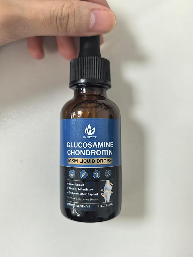 (4 Pack) Glucosamine Chondroitin MSM Liquid Drops High Absorption Antioxidant Immune Bone Support MSM Supplement for Men &amp Women Vegan Sugar-Free Raspberry Flavor 1 Fl Oz