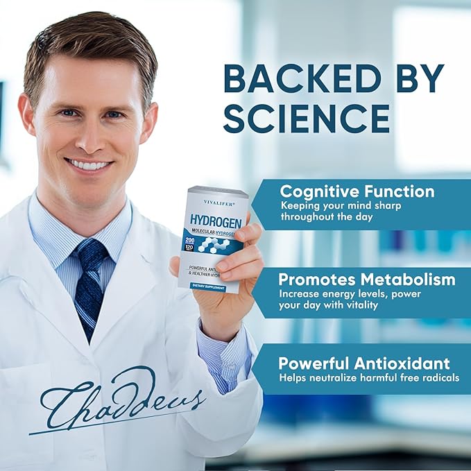 Hydrogen Tablets for Drinking Water | 8 PPM Molecular H2 Tablets with Magnesium | Supports Energy Metabolism &amp Brain Function | 120 Tablets Non-GMO Gluten Free