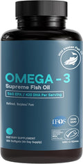 Omega-3 Supreme 1400 mg Wild Alaskan Fish Oil | Enteric Coated Burpless | MSC Certified High EPA DHA Improved Absorption &amp Heavy Metal Tested (3 Mo Supply180 Softgels)