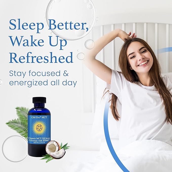 MCT Oil from Coconuts with C60 ESS60 Immune Support Sleep Aid Rich in Antioxidants Flexibility and Joint Support Supplement Promotes MCT Wellness for Energy Boost (4 oz)